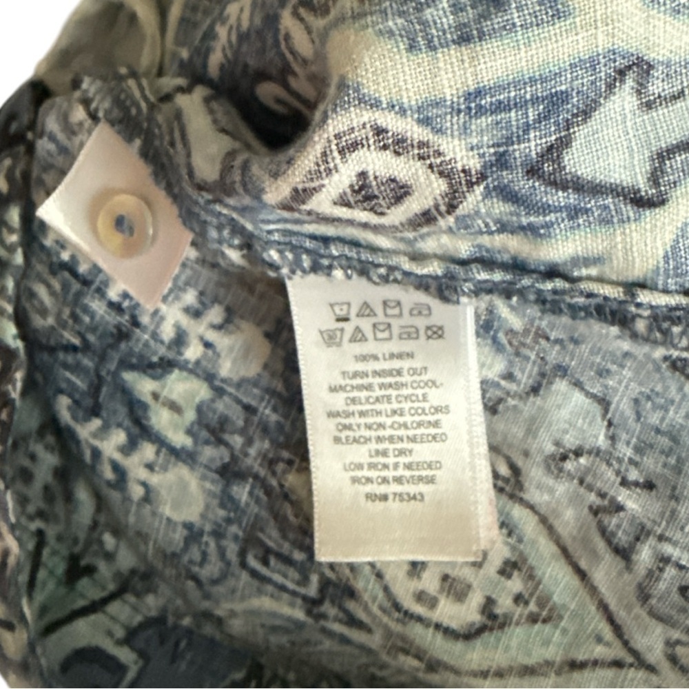 Rachel Zoe Womens Dress Large Blue Linen Sleeveless Ikat Batik with Pockets - Picture 4 of 4